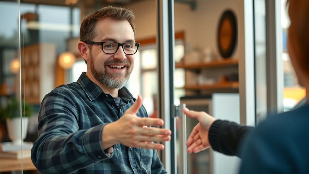 successful Farmington Hills business owner engaging with customers