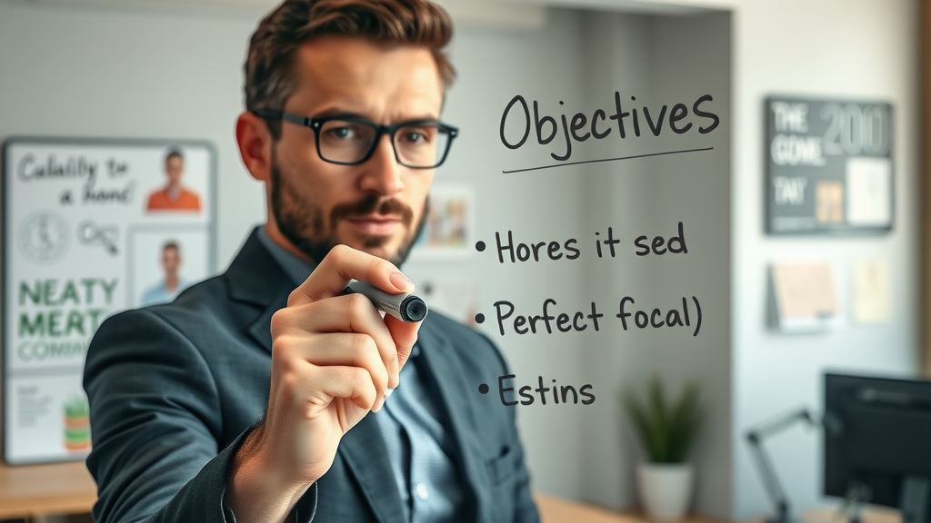 marketer setting social media strategy objectives on glass board to optimize engagement on social media