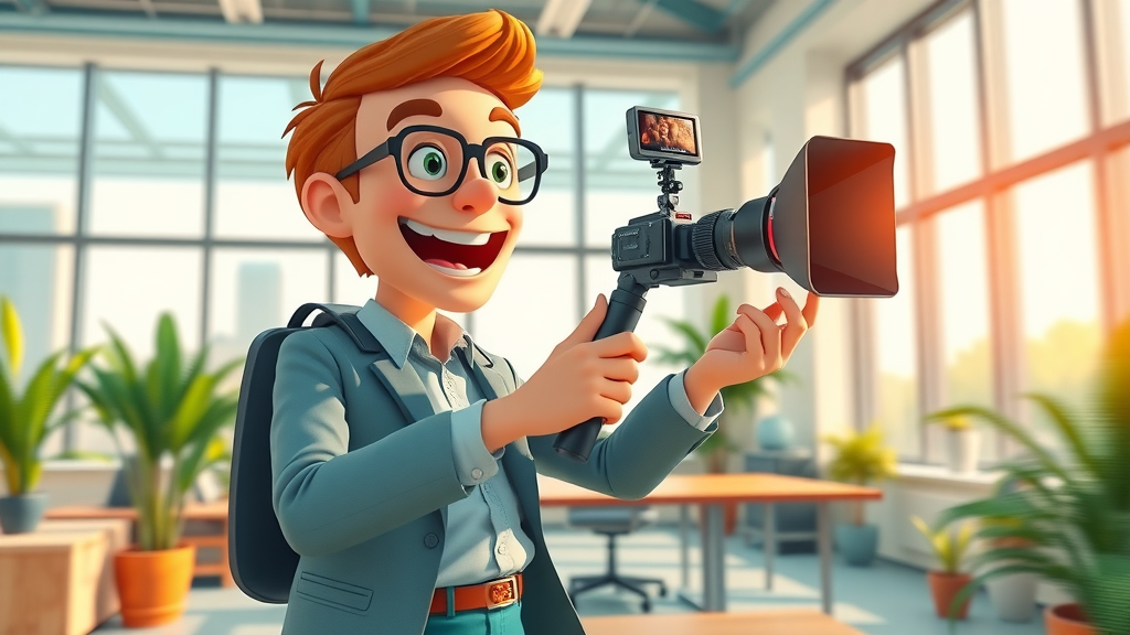 Energetic brand manager filming a creative social media video