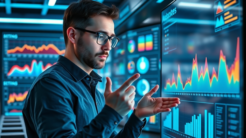 UX analyst reviewing heatmaps and analytics for user experience optimization, modern tech lab environment