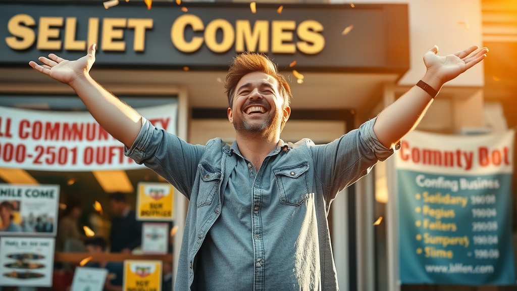 Successful West Bloomfield local business owner celebrating social media marketing achievements
