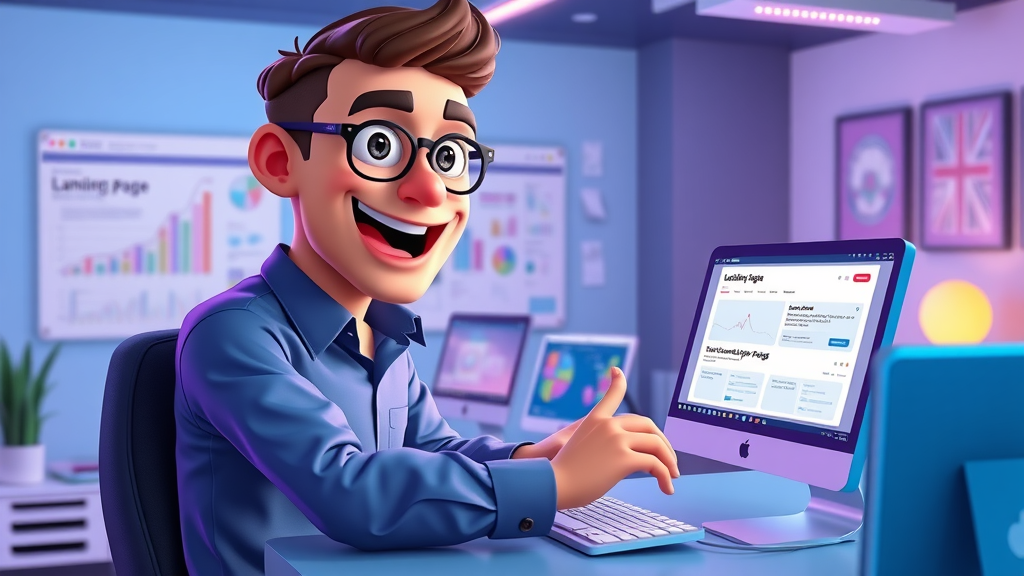 marketer designing conversion-focused landing page for website marketing