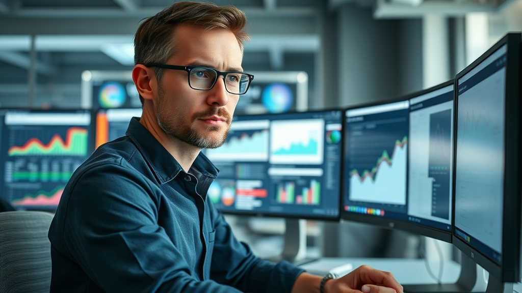 marketer analyzing organic search and SEO data for website marketing strategies