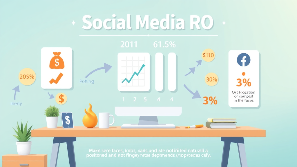 creative infographic visually explaining social media ROI formula, Social Media ROI calculation breakdown