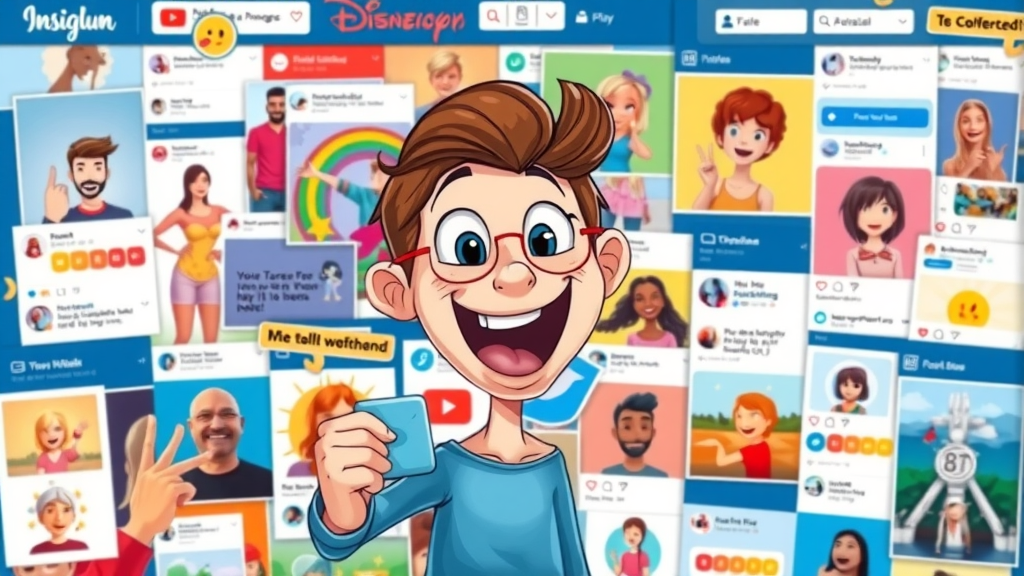 colorful collage showcasing different social media content types such as images, videos, and polls for increasing engagement