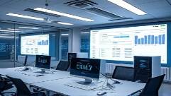 efficient email automation, seamless execution, managing bulk emails, photorealistic, virtual office with digital dashboards, highly detailed, cloud services and servers featured, extreme detail, silver and white, cool fluorescent lighting, shot with a zoom lens.