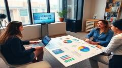 cutting-edge email strategy, innovative plans, elevating engagement, photorealistic, modern lounge with tech enthusiasts, highly detailed, charts and presentation materials spread out, precise detail, neutral tones, balanced ambient lighting, shot with a telephoto lens.